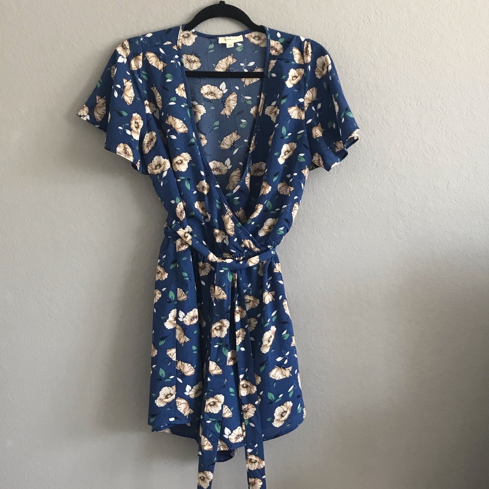 Blue floral romper